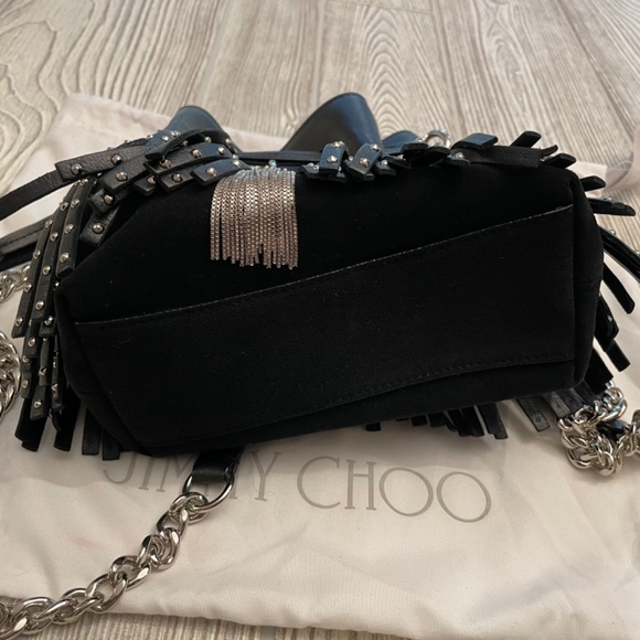 JIMMY CHOO Callie Studded Leather Bucket Bag Black & Silver - Picture 10 of 15